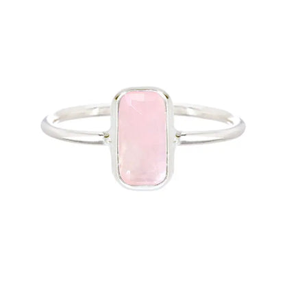 Rose Quartz Rectangle Petite Ring