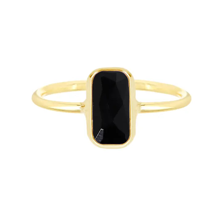 Black Onyx Rectangle Petite Ring