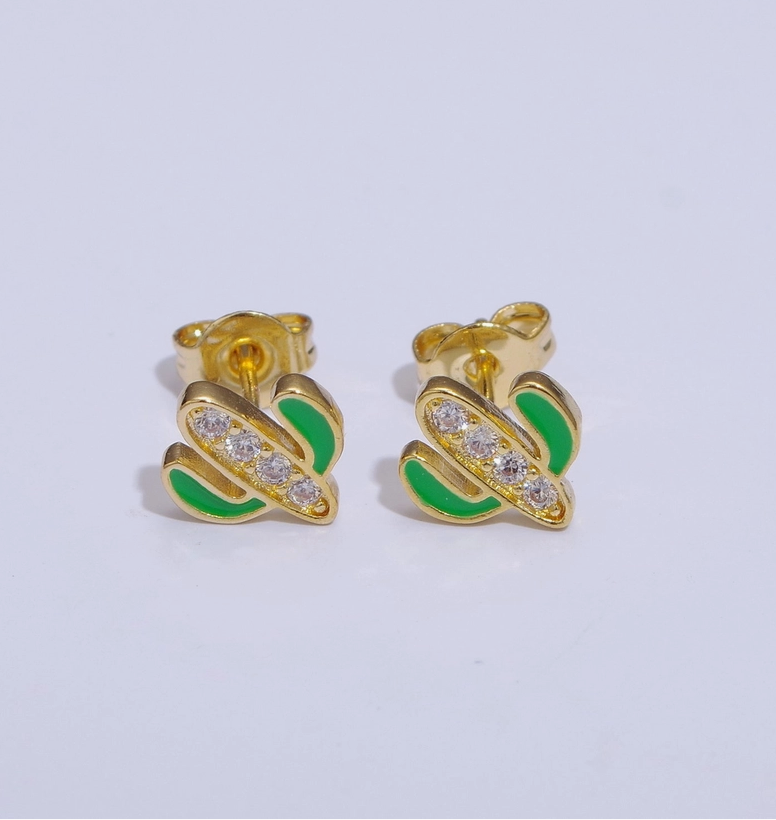 Colored Cactus Stud Earrings