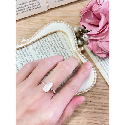 Rose Quartz Rectangle Petite Ring