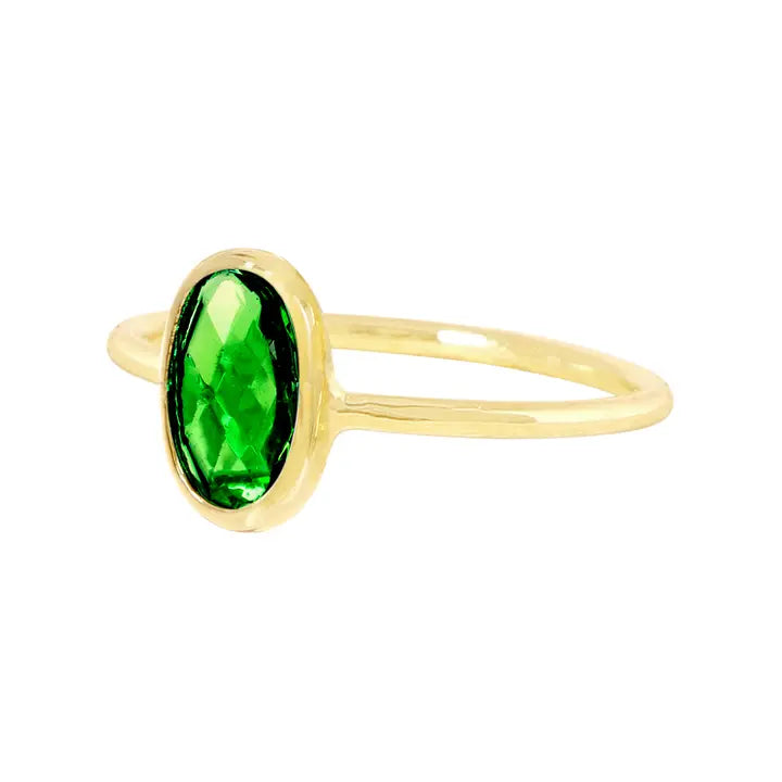 Emerald Crystal Petite Oval Ring