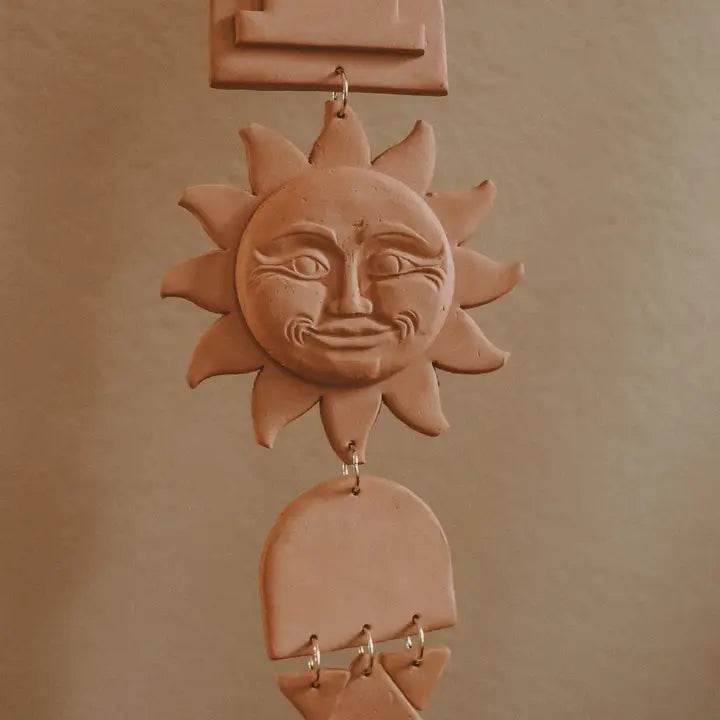 Vintage Sun Face Terracotta Clay Wall Hanging